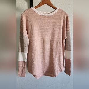 SO Women's Colorblock Sweater - Pink, Brown, White